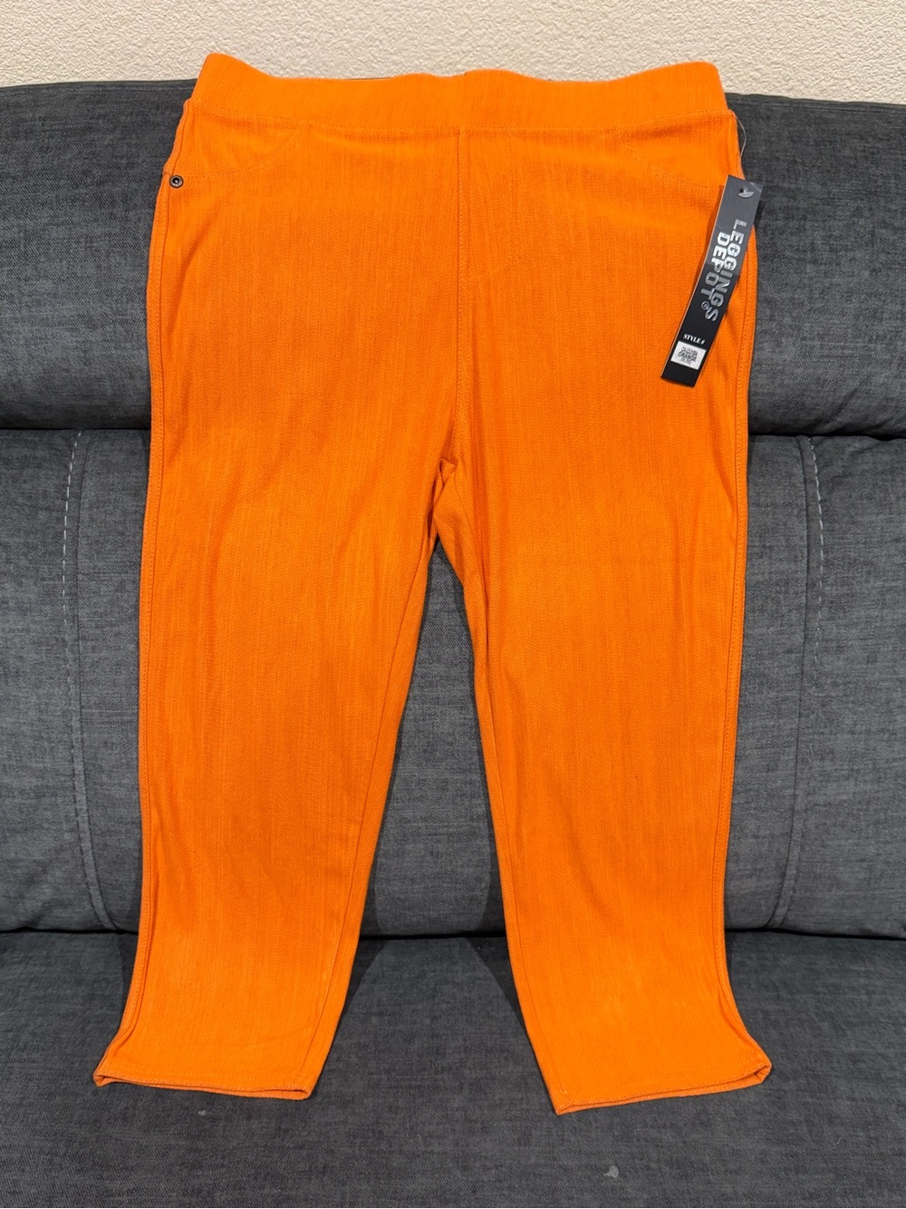Ladies Leggings  Orange Knit Pull-On Pants - Bold Orange
